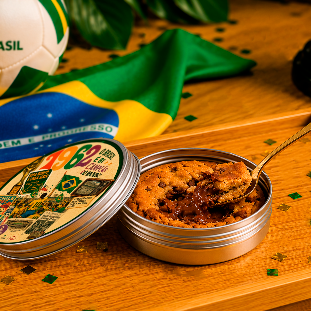 Kit Cookie na Latinha + Sacolinha — Edição Rumo ao Hexa 2026