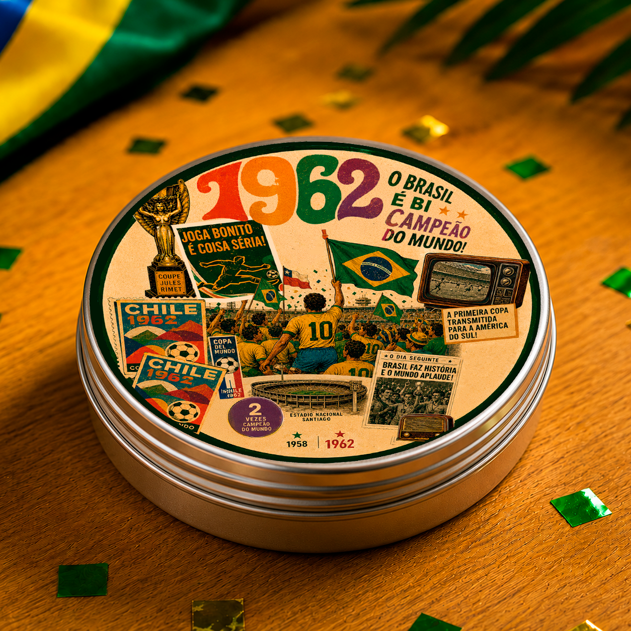 Kit Cookie na Latinha + Sacolinha — Edição Rumo ao Hexa 2026