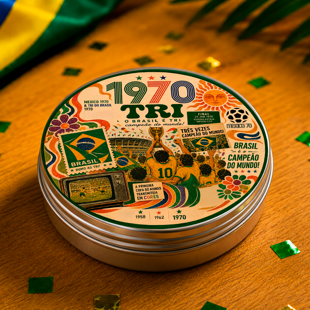 Kit Cookie na Latinha + Sacolinha — Edição Rumo ao Hexa 2026