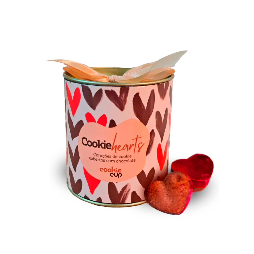 LATINHA COOKIE HEARTS - CHOCOLATE VERMELHO