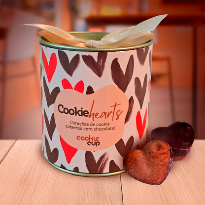 LATINHA COOKIE HEARTS - CHOCOLATE VERMELHO